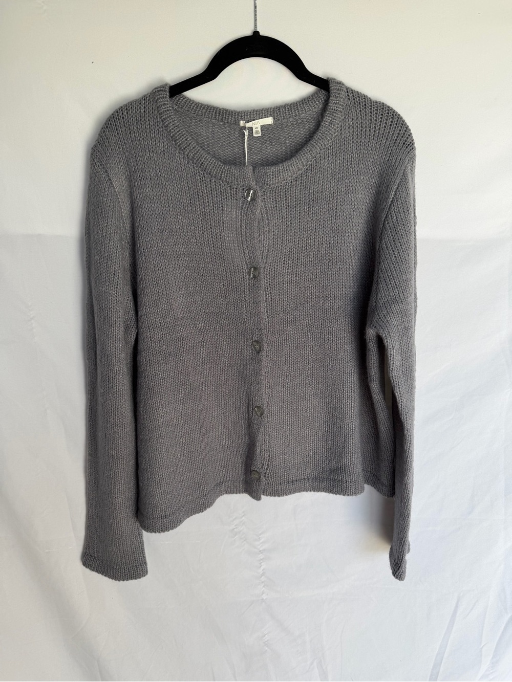 Classic Gray Button-Front Women's Cardigan